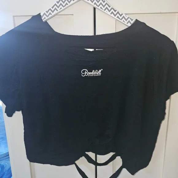 COPY - Bombshell Black Shredded Tshirt Sz S - Picture 6 of 10